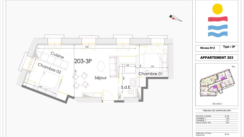 Vente Appartement 3 pièces Nice – Riquier