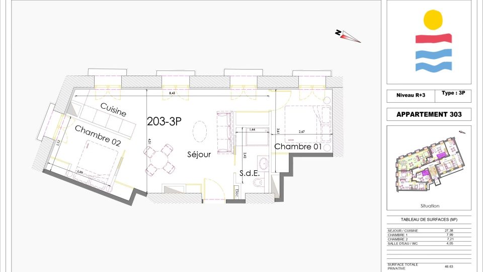 Vente Appartement 3 pièces Nice – Riquier