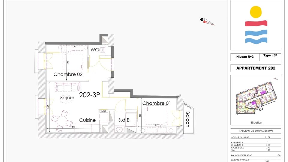 Vente Appartement 3 pièces Nice – Riquier