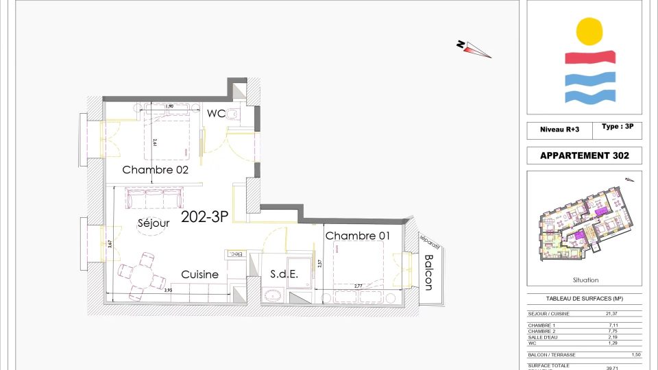 Vente Appartement 3 pièces Nice – Riquier