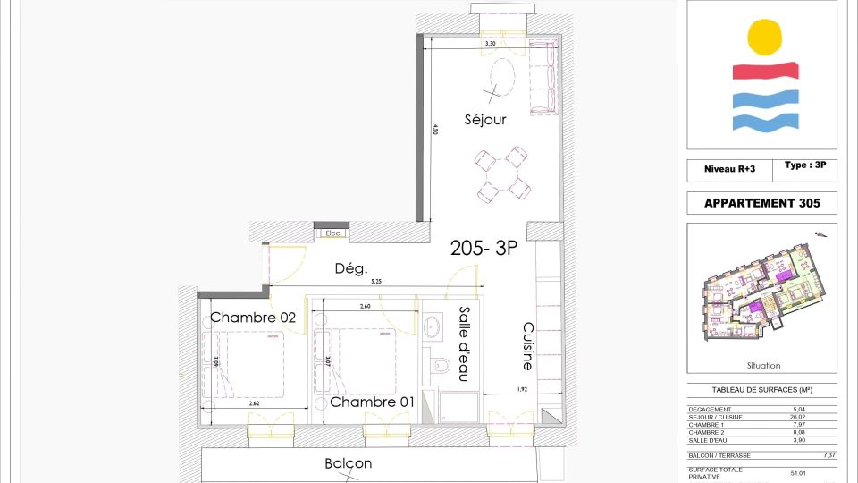 Vente Appartement 3 pièces Nice – Riquier