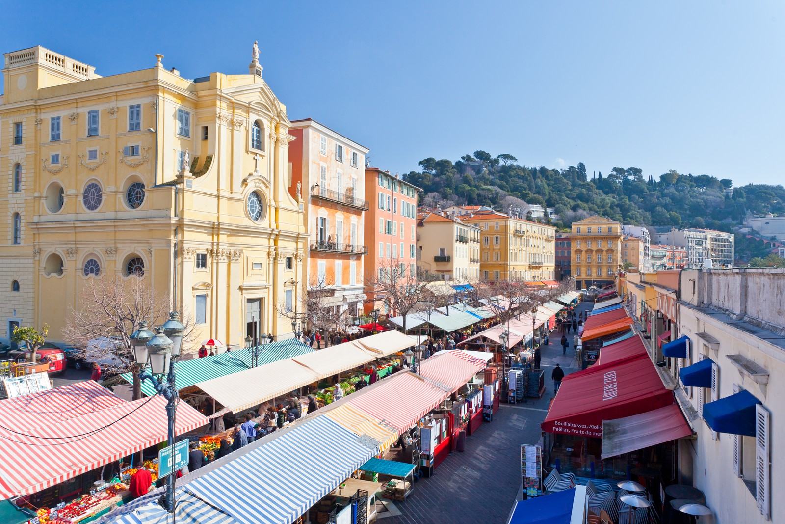 The cours Saleya market and its awnings in Old Nice